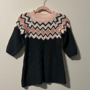 Cat & Jack Pink and Black Zigzag Knit Dress